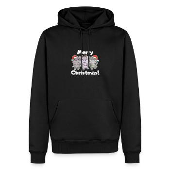 Hippopotames de Noël Animaux Mignons Hippopotames Joyeux Noël - Sweat à capuche Premium bio Homme - noir - Devant - Nico (187cm)