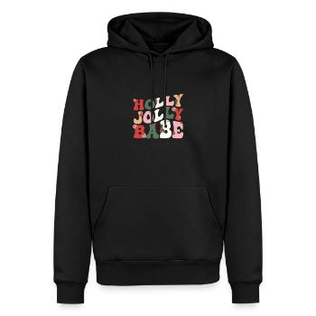 Merry Christmas groovy retro Holly Jolly Babe - Männer Premium Bio Hoodie - Schwarz - Vorne - Nico (187cm)