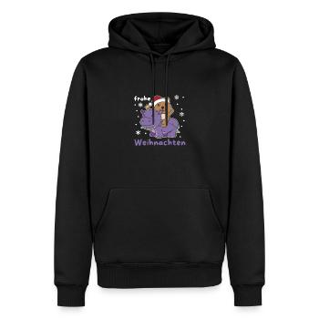 Weihnachts Hippo Quokka frohe Weihnachten Hippo - Männer Premium Bio Hoodie - Schwarz - Vorne - Nico (187cm)