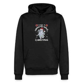 Ich will ein Flusspferd zu Weihnachten süße Hippos - Männer Premium Bio Hoodie - Schwarz - Vorne - Nico (187cm)
