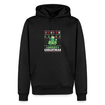Joyeux Noël rétro moche dragon de Noël - Sweat à capuche Premium bio Homme - noir - Devant - Nico (187cm)