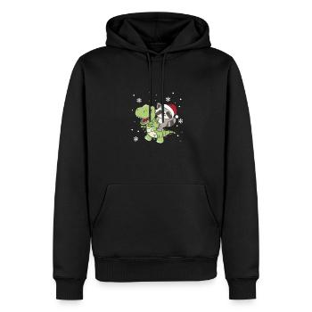 Raton laveur, Trex, Noël, Neige, Hiver, Animaux - Sweat à capuche Premium bio Homme - noir - Devant - Nico (187cm)