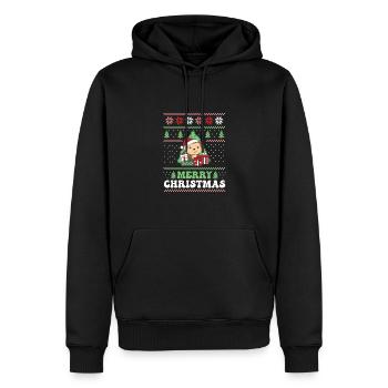 Joyeux Noël rétro moche singes de Noël - Sweat à capuche Premium bio Homme - noir - Devant - Nico (187cm)