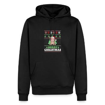 Joyeux Noël rétro cochon de Noël moche - Sweat à capuche Premium bio Homme - noir - Devant - Nico (187cm)