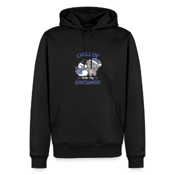 Elephant Chillin avec mon bonhomme de neige - Sweat à capuche Premium bio Homme - noir - Devant - Nico (187cm)