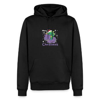 Noël Hippopotame Dragon Joyeux Noël Hippopotame - Sweat à capuche Premium bio Homme - noir - Devant - Nico (187cm)