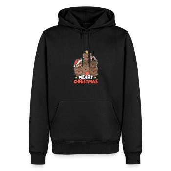 Ours Arbre de Noël Joyeux Noël - Sweat à capuche Premium bio Homme - noir - Devant - Nico (187cm)
