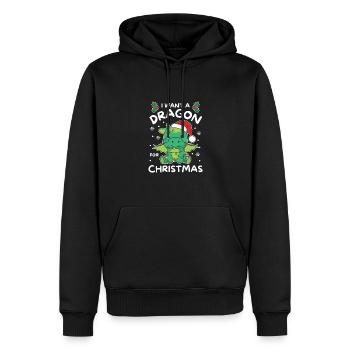 Je veux un dragon pour Noël dragons mignons - Sweat à capuche Premium bio Homme - noir - Devant - Nico (187cm)