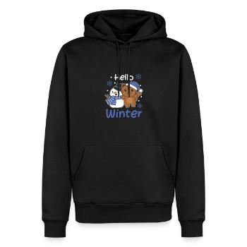 Katze Hello Winter schneemann schnee weihnachten - Männer Premium Bio Hoodie - Schwarz - Vorne - Nico (187cm)