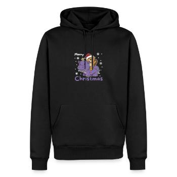 Noël Hippopotame Castor Joyeux Noël Hippopotame - Sweat à capuche Premium bio Homme - noir - Devant - Nico (187cm)