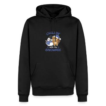 Beaver Chillin avec mon bonhomme de neige - Sweat à capuche Premium bio Homme - noir - Devant - Nico (187cm)