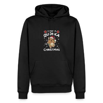 Je veux un quokka pour les quokkas sucrées de Noël - Sweat à capuche Premium bio Homme - noir - Devant - Nico (187cm)