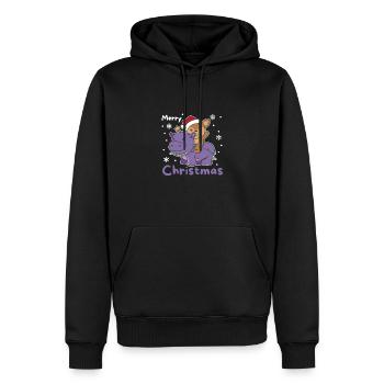 Noël Hippopotames Cerf Joyeux Noël Cerf-hippopotame - Sweat à capuche Premium bio Homme - noir - Devant - Nico (187cm)