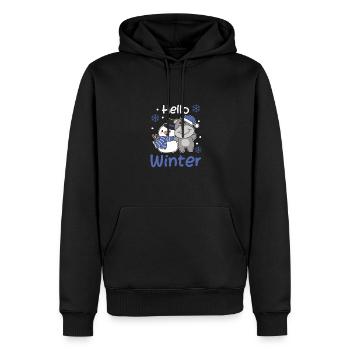 Hippo Hello Winter schneemann schnee weihnachten - Männer Premium Bio Hoodie - Schwarz - Vorne - Nico (187cm)