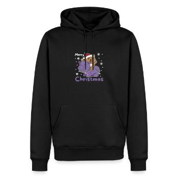 Hippopotame de Noël Quokka Joyeux Noël Hippopotame - Sweat à capuche Premium bio Homme - noir - Devant - Nico (187cm)