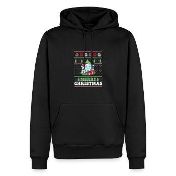Joyeux Noël rétro moche Noël Axolotl - Sweat à capuche Premium bio Homme - noir - Devant - Nico (187cm)