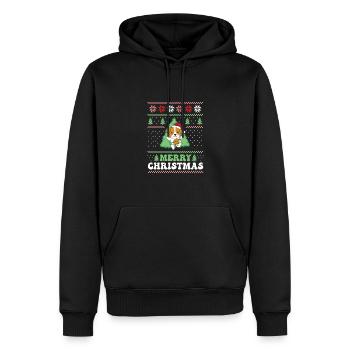 Joyeux Noël rétro moche Noël Jack Russell - Sweat à capuche Premium bio Homme - noir - Devant - Nico (187cm)