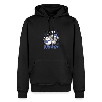 Koala Hello Winter schneemann schnee weihnachten - Männer Premium Bio Hoodie - Schwarz - Vorne - Nico (187cm)