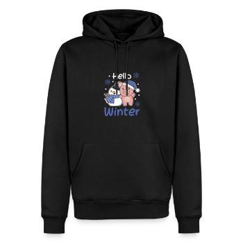 Schwein Hello Winter schneemann schnee weihnachten - Männer Premium Bio Hoodie - Schwarz - Vorne - Nico (187cm)