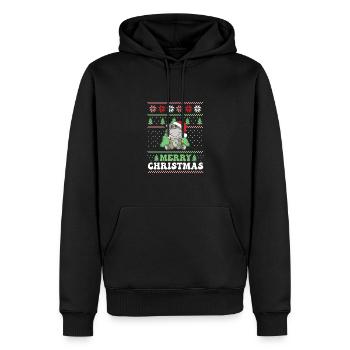 Merry Christmas retro ugly christmas Hippo - Men’s Premium Organic Hoodie - black - Front - Nico (187cm)