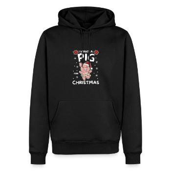 Je veux un cochon pour les cochons doux de Noël - Sweat à capuche Premium bio Homme - noir - Devant - Nico (187cm)