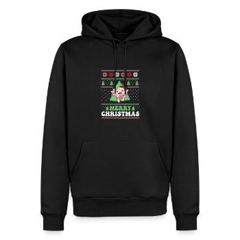 Joyeux Noël rétro moche Noël Axolotl - Sweat à capuche Premium bio Homme - noir - Devant - Nico (187cm)