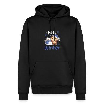 Singe Hello Bonhomme de neige d’hiver Noël - Sweat à capuche Premium bio Homme - noir - Devant - Nico (187cm)