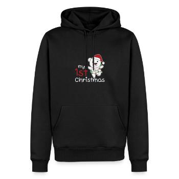 Ours polaire Noël Ours polaires mon 1er Noël - Sweat à capuche Premium bio Homme - noir - Devant - Nico (187cm)