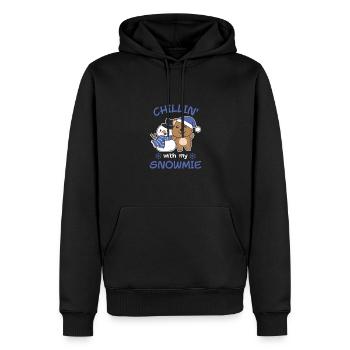 Quokka Chillin avec mon bonhomme de neige - Sweat à capuche Premium bio Homme - noir - Devant - Nico (187cm)