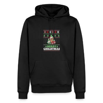 Joyeux Noël rétro moche ours de Noël - Sweat à capuche Premium bio Homme - noir - Devant - Nico (187cm)