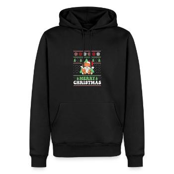 Joyeux Noël rétro moche renard de Noël - Sweat à capuche Premium bio Homme - noir - Devant - Nico (187cm)