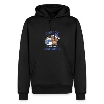 Bear Chillin avec mon bonhomme de neige snowmie - Sweat à capuche Premium bio Homme - noir - Devant - Nico (187cm)