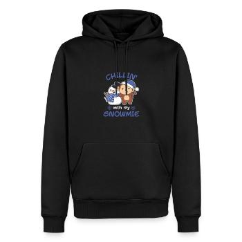 Monkey Chillin avec mon bonhomme de neige - Sweat à capuche Premium bio Homme - noir - Devant - Nico (187cm)