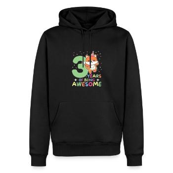 Fuchs zum 3. Geburtstag Kinder drei Jahre alt - Männer Premium Bio Hoodie - Schwarz - Vorne - Nico (187cm)