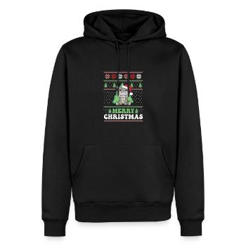 Merry Christmas retro ugly christmas Hippo - Men’s Premium Organic Hoodie - black - Front - Nico (187cm)