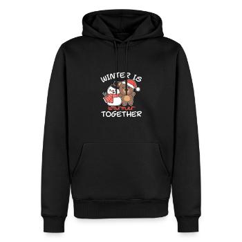 Bear Winter is warmer together Snowman - Men’s Premium Organic Hoodie - black - Front - Nico (187cm)