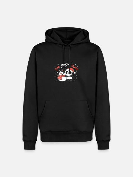 Panda Ik ben sneeuw schattige sneeuwpop sneeuwgrap - Mannen Premium Bio hoodie - zwart