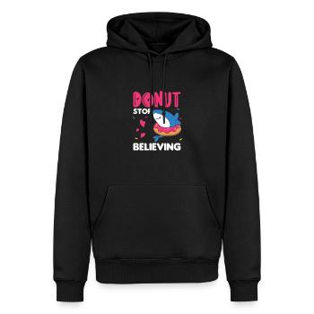 Süßer Hai lustige Tiere in Donut pink - Männer Premium Bio Hoodie - Schwarz - Vorne - Nico (187cm)