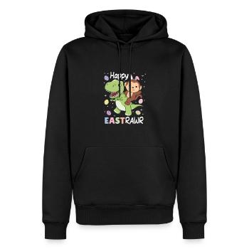Singe avec T-Rex Pâques Estrawr Jeu de mots de Pâques - Sweat à capuche Premium bio Homme - noir - Devant - Nico (187cm)