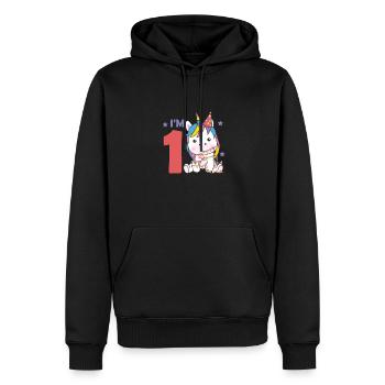 Licorne pour le premier anniversaire des enfants de 1 an - Sweat à capuche Premium bio Homme - noir - Devant - Nico (187cm)