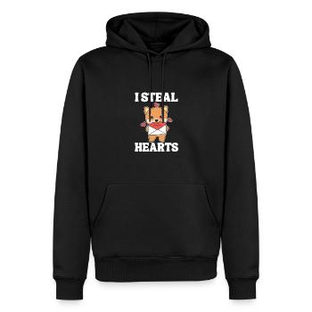 Shiba Inu zum Valentinstag ich stehle Herzen - Männer Premium Bio Hoodie - Schwarz - Vorne - Nico (187cm)