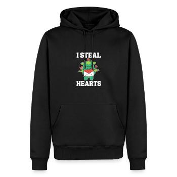 Drache zum Valentinstag ich stehle Herzen - Männer Premium Bio Hoodie - Schwarz - Vorne - Nico (187cm)