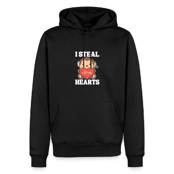 Affe zum Valentinstag ich stehle Herzen - Männer Premium Bio Hoodie - Schwarz - Vorne - Nico (187cm)