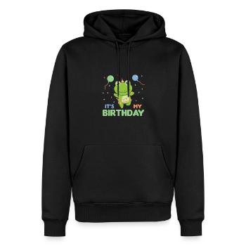 Grenouille pour l’anniversaire des enfants c’est mon anniversaire - Sweat à capuche Premium bio Homme - noir - Devant - Nico (187cm)