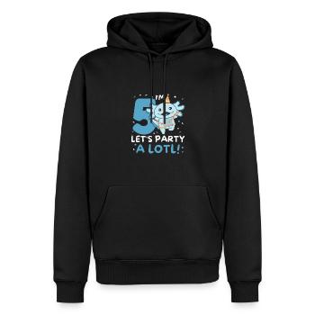 5ème anniversaire axolotl cinq ans axolotls sucrés - Sweat à capuche Premium bio Homme - noir - Devant - Nico (187cm)