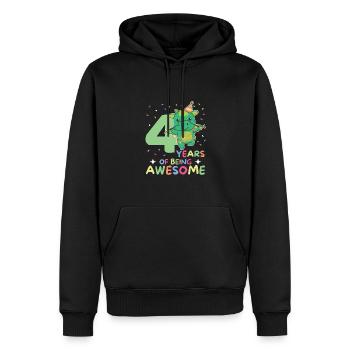 Drache zum 4. Geburtstag Kinder vier Jahre alt - Männer Premium Bio Hoodie - Schwarz - Vorne - Nico (187cm)