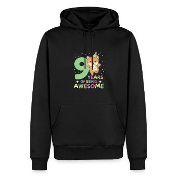 Shiba Inu à l’occasion de ses 9 ans - Sweat à capuche Premium bio Homme - noir - Devant - Nico (187cm)