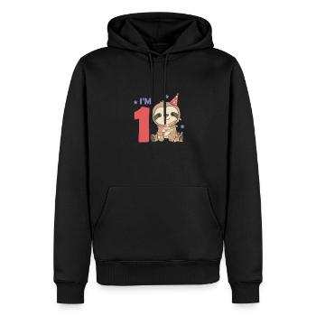 Paresseux pour le premier anniversaire des enfants de 1 an - Sweat à capuche Premium bio Homme - noir - Devant - Nico (187cm)