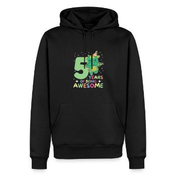 Drache zum 5. Geburtstag Kinder fünf Jahre alt - Männer Premium Bio Hoodie - Schwarz - Vorne - Nico (187cm)
