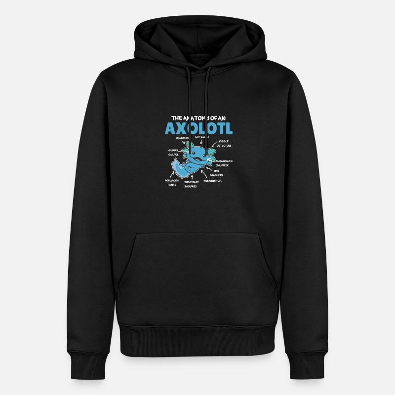 Axolotl Explication Anatomie d’un Axolotl - Sweat à capuche Premium bio Homme - noir